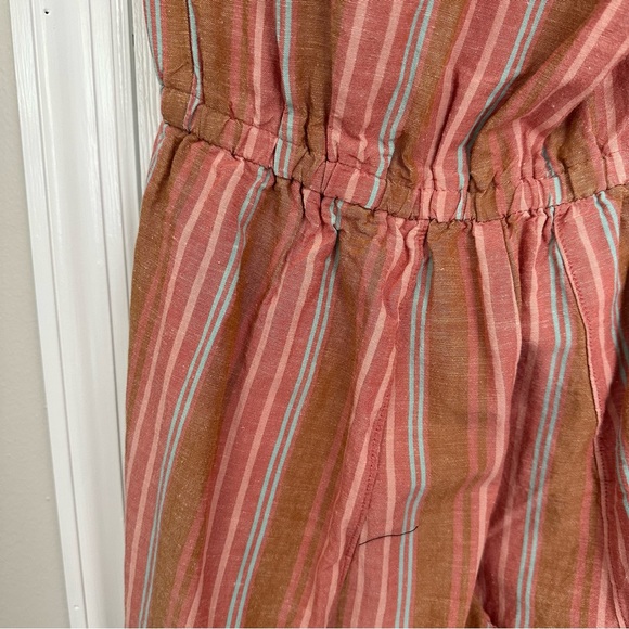 Anthropologie Drew Linen Strapless Jumpsuit Rainbow Stripe Split - Picture 4 of 6